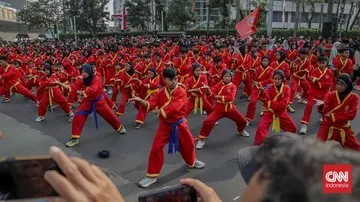 Ribuan Pesilat Padati Kawasan Bundaran HI Saat HBKB Jakarta