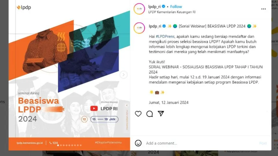 Rincian Syarat dan Jadwal Pendaftaran Beasiswa LPDP Tahap Reguler dan Afirmasi