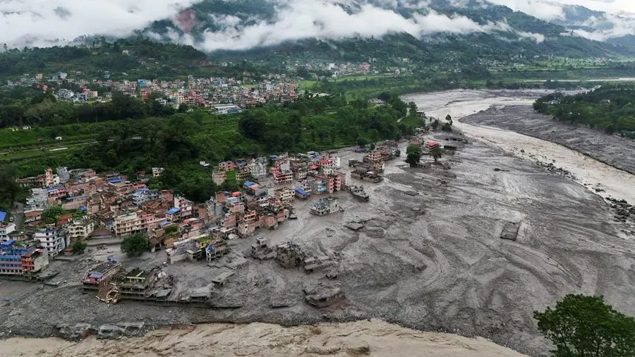 Kota Bak Ditelan Lumpur, Penampakan Dahsyatnya Banjir Bandang Nepal
