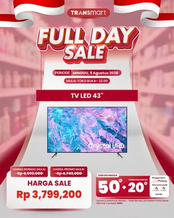 Transmart Hadirkan Kembali Full Day Sale, Tawarkan Promo TV LED 43 Inci dengan Harga Khusus