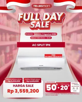 Transmart Gelar Full Day Sale 9 Agustus 2026, Diskon AC Split 1PK Capai Rp 1,7 Juta