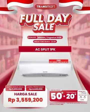 Transmart Gelar Full Day Sale 9 Agustus 2026, Diskon AC Split 1PK Capai Rp 1,7 Juta
