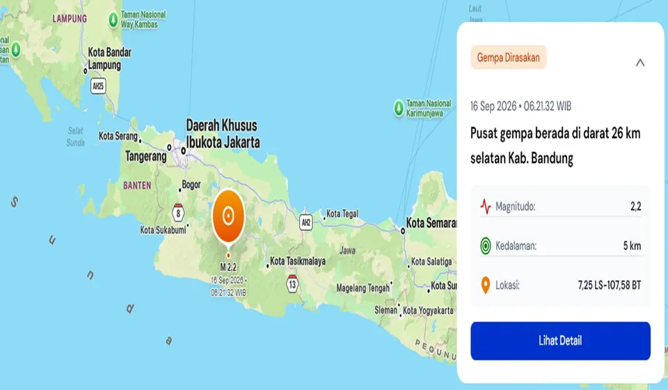 BMKG, Gempa M 2,2 Guncang Kabupaten Bandung, Warga Diimbau Waspada Susulan