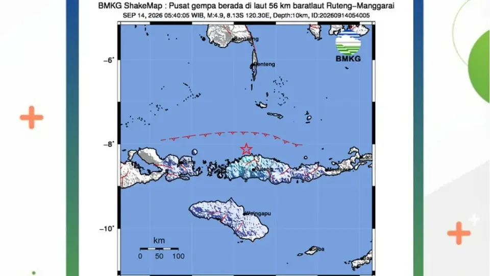 Gempa M4,9 Guncang Manggarai NTT Pagi Ini, Tak Potensi Tsunami